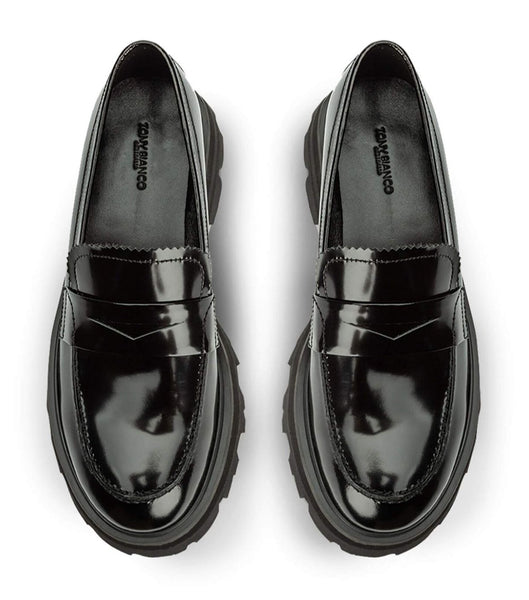 Tony Bianco Axell Black Hi Shine 4.5cm Loafers Black | YMYVQ56821