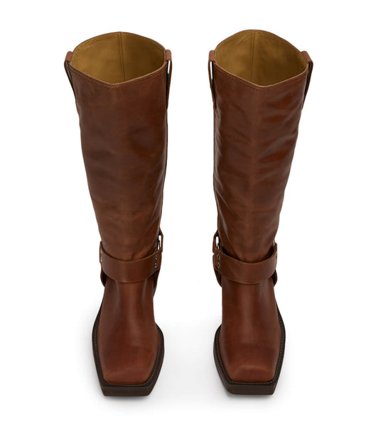 Tony Bianco Biker Cognac 3.5cm Combat Boots Brown | BMYSD51045