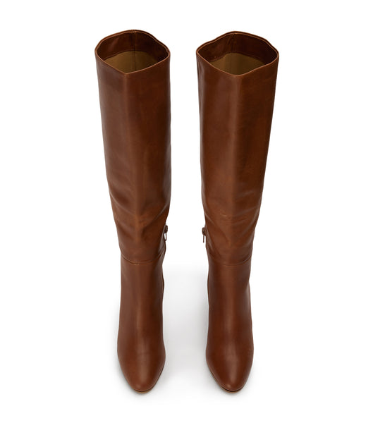 Tony Bianco Boss Cognac 9.5cm Mid Calf Boots Brown | FMYHY93062