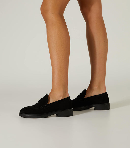 Tony Bianco Cherish Black Suede 4.5cm Loafers Black | PMYQX70645
