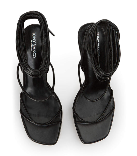 Tony Bianco Deon Black Nappa 11.5cm Block Heels Black | MYXMI52948