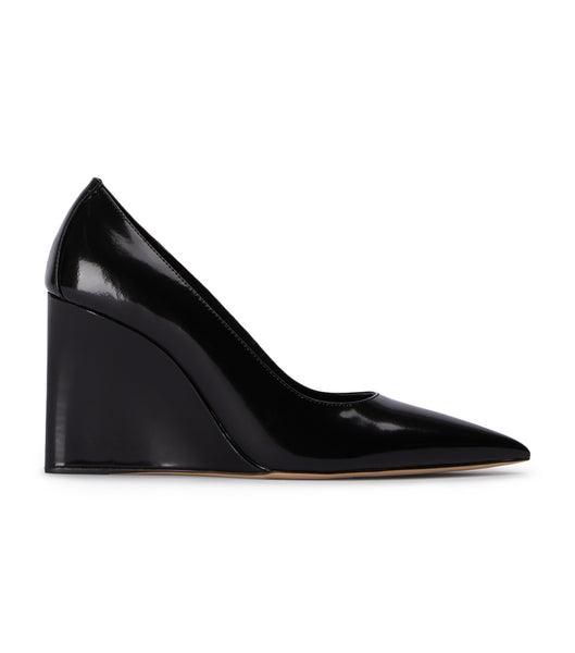 Tony Bianco Dolly Black Hi Shine 9.5cm Wedges Black | MMYHR84958