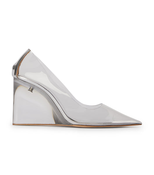 Tony Bianco Dolly Clear Vinylite/Silver 9.5cm Court Shoes Silver | AMYWC19033