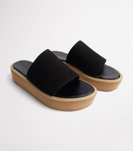 Tony Bianco Elke Black 4.5cm Slides Black | GMYEC66512