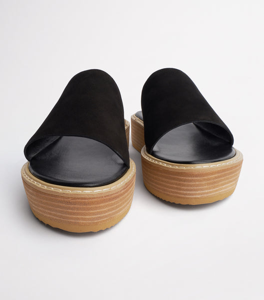 Tony Bianco Elke Black 4.5cm Slides Black | GMYEC66512
