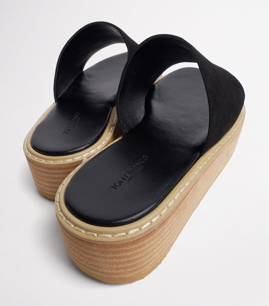Tony Bianco Elke Black 4.5cm Slides Black | GMYEC66512