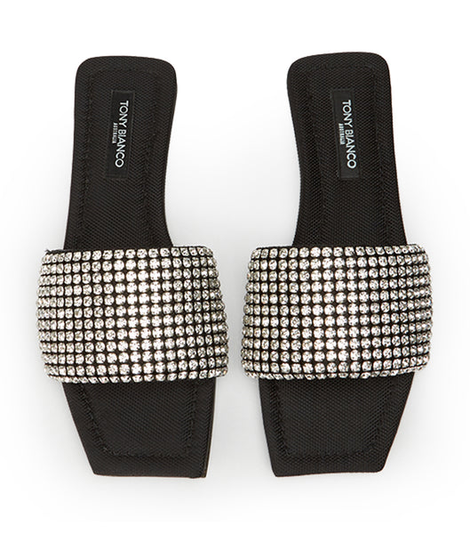 Tony Bianco Ellery Crystal/Black 1.5cm Sandals Black | YMYVQ52779