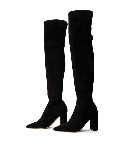 Tony Bianco Estella Black Stretch Suede 8.5cm Stretch Boots Black | MYDFL50974
