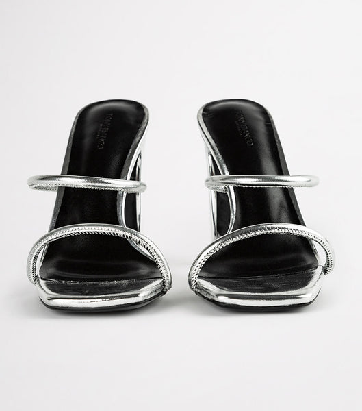 Tony Bianco Florence Silver Foil 11cm Block Heels Silver | FMYUI52754