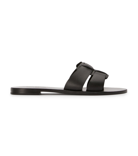 Tony Bianco Force Black 1cm Flat Sandals Black | MYDYB29755