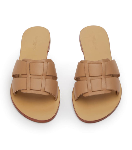 Tony Bianco Force Camel 1cm Flat Sandals Brown | MYQAV78894