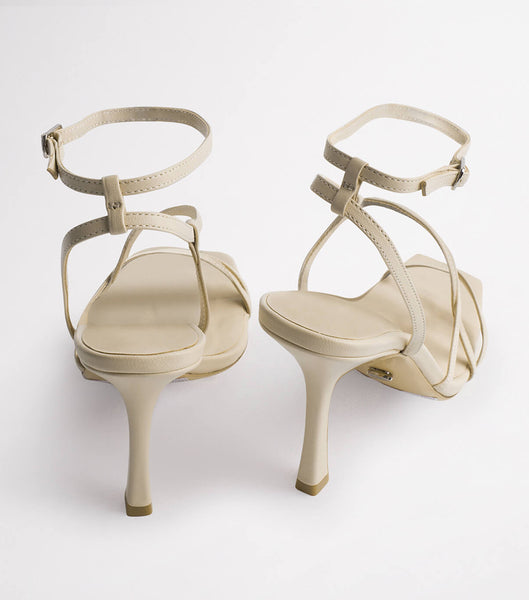 Tony Bianco Franci Vanilla Sheep Nappa 10.5cm Strappy Heels Light Yellow | LMYSX73142