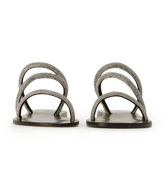 Tony Bianco Fusion Crystal/Black Suede 1cm Slides Black | MYCVG59583