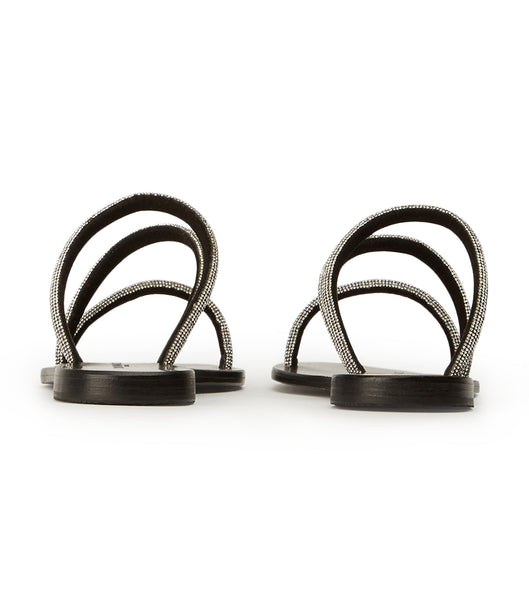 Tony Bianco Fusion Crystal/Black Suede 1cm Slides Black | MYCVG59583