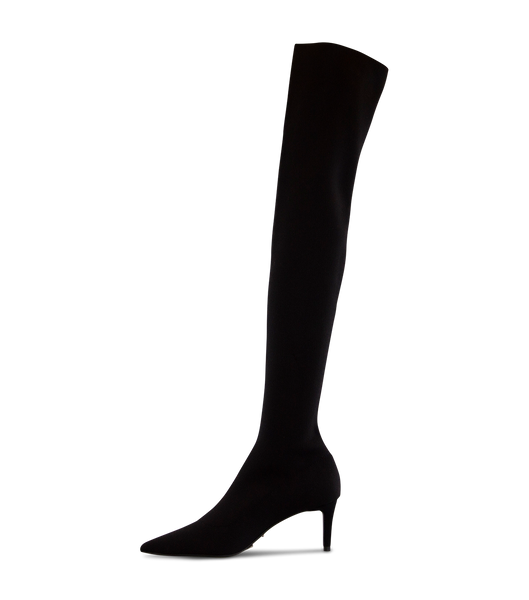 Tony Bianco Gracie Black Sock Knit 6.5cm Heeled Boots Black | MYQCS88406
