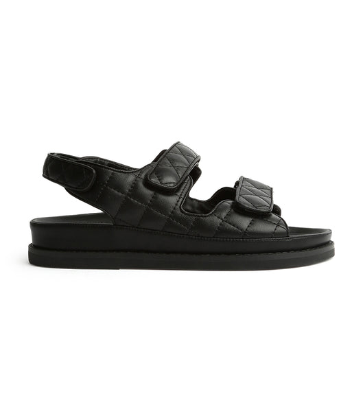 Tony Bianco Hiranni Black Sheep Nappa 3.5cm Slides Black | GMYEC20069