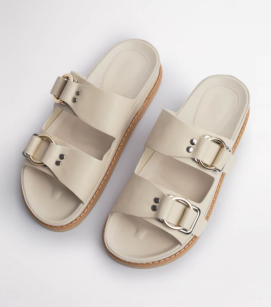 Tony Bianco Hunter Vanilla Capretto 3.5cm Slides Light Yellow | QMYWA55263