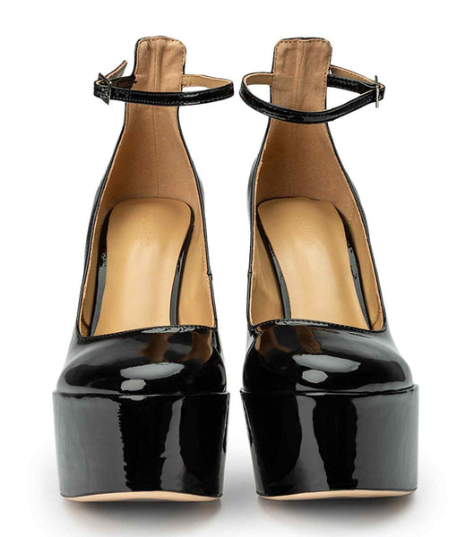 Tony Bianco Jaguar Black Patent 14cm Block Heels Black | YMYGT33835
