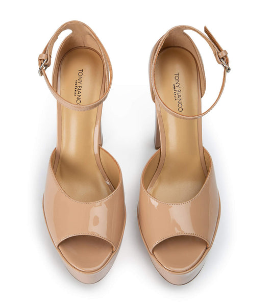 Tony Bianco Jayze Nude Patent 14cm Event Heels Beige | ZMYMJ98034