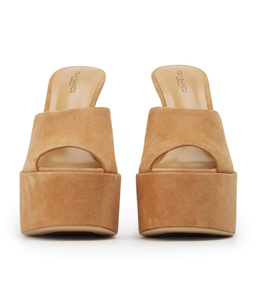 Tony Bianco Jordyn Butterscotch Suede 15cm Platform Shoes Brown | BMYSD29761
