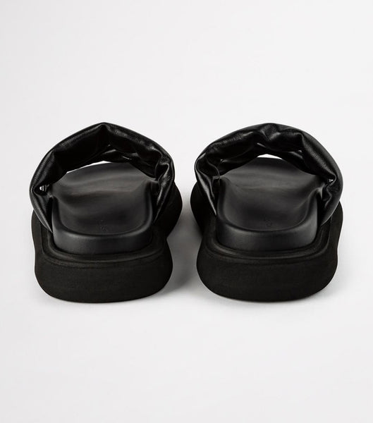 Tony Bianco June Black Nappa 3cm Slides Black | XMYGW39596