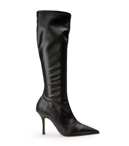 Tony Bianco Knight Black Venezia 9.5cm Stretch Boots Black | LMYSX46979