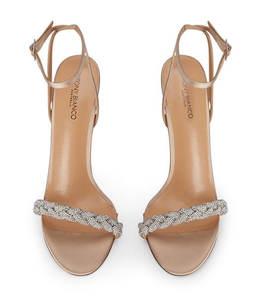 Tony Bianco Kosta Nude Satin 11cm Event Heels Beige | BMYSD29610
