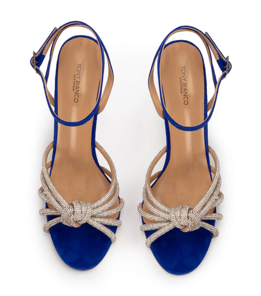 Tony Bianco Kyla Azure Suede 11cm Strappy Heels Azure | AMYDF48610