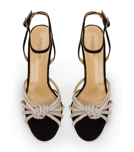 Tony Bianco Kyla Black Suede 11cm Strappy Heels Black | MYJBT49636