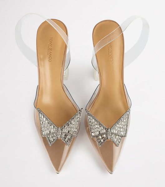 Tony Bianco Laos Clear Vinylite 10.3cm Bling Heels Silver | MYCVG10319