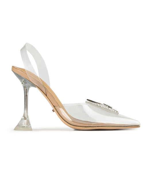 Tony Bianco Laos Clear Vinylite 10.3cm Bling Heels Silver | MYCVG10319
