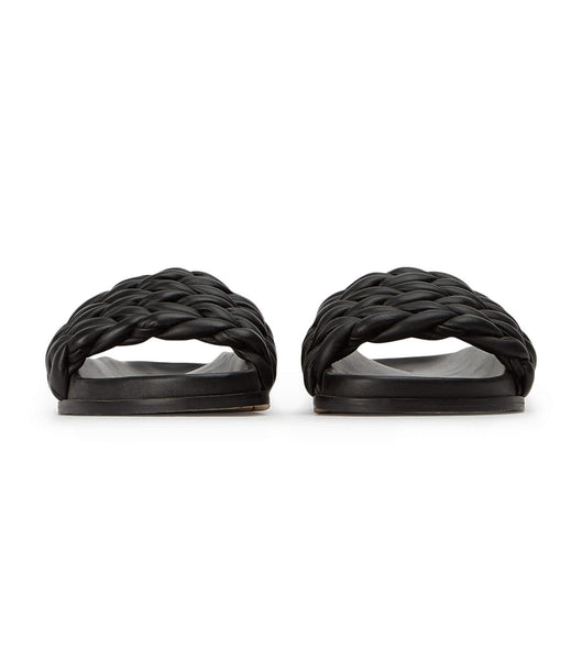 Tony Bianco Layton Black Nappa Slides Black | YMYVQ62081