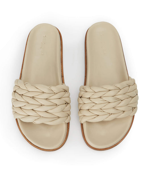Tony Bianco Layton Vanilla Nappa Slides Light Yellow | MYQAV87445