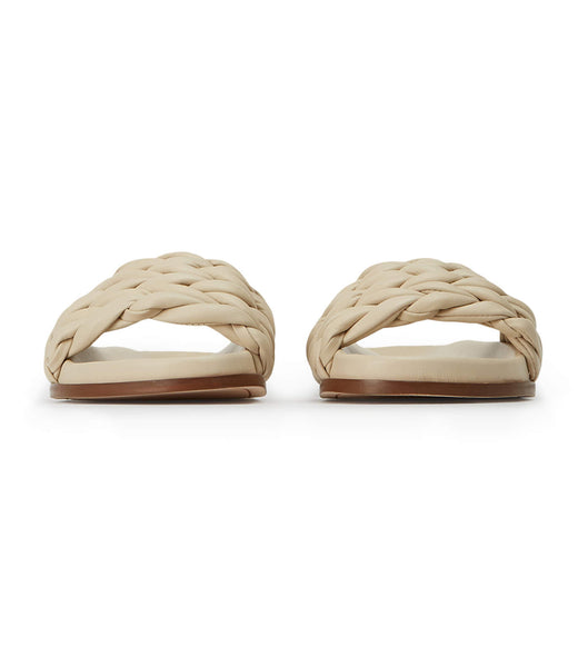 Tony Bianco Layton Vanilla Nappa Slides Light Yellow | MYQAV87445