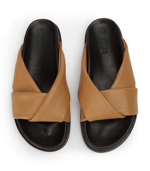 Tony Bianco Lora Biscuit Nappa 1.5cm Footbeds Brown | AMYWC22713