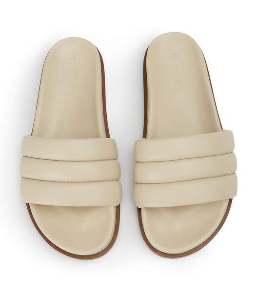 Tony Bianco Lucas Vanilla Nappa 1.5cm Slides Light Yellow | AMYDF92080