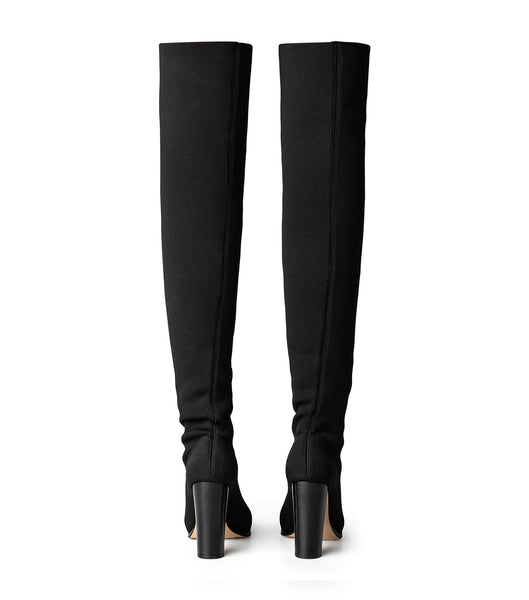 Tony Bianco Lucca Black Sock Knit 10.3cm Stretch Boots Black | GMYUC20170