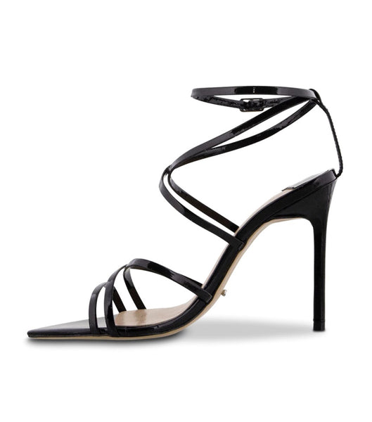 Tony Bianco Marcy Black Patent 10.5cm Strappy Heels Black | QMYWA93297