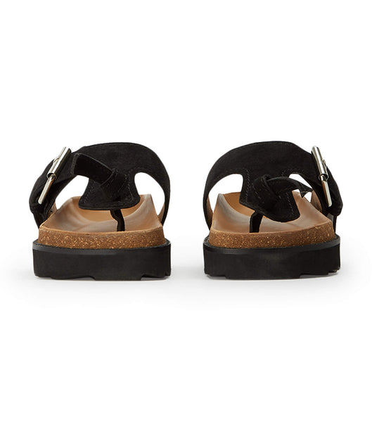 Tony Bianco Marlo Black Suede 3cm Flat Sandals Black | MYXMI96821