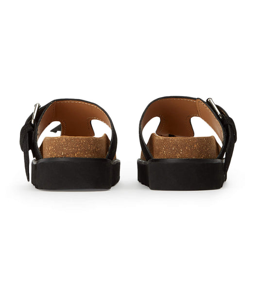Tony Bianco Marlo Black Suede 3cm Flat Sandals Black | MYXMI96821