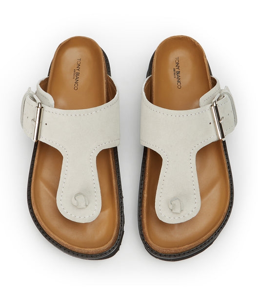 Tony Bianco Marlo Milk Suede 3cm Flat Sandals White | MYEAH93945