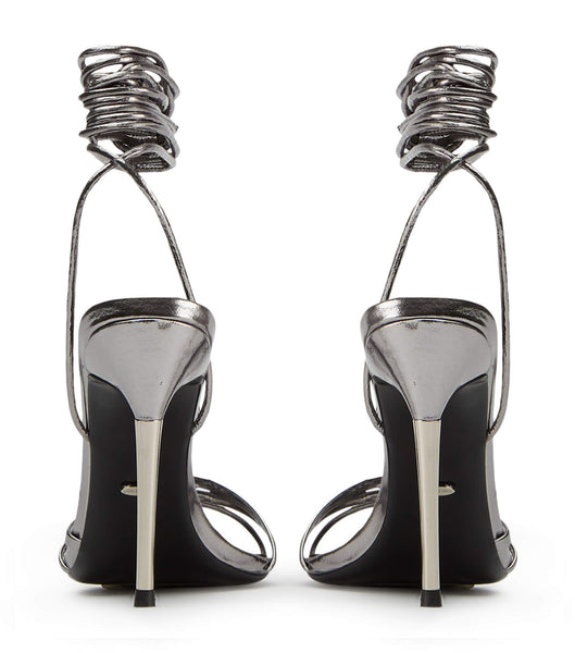 Tony Bianco Mavis Gunmetal Glimmer 10.5cm Strappy Heels Grey | QMYUV52634