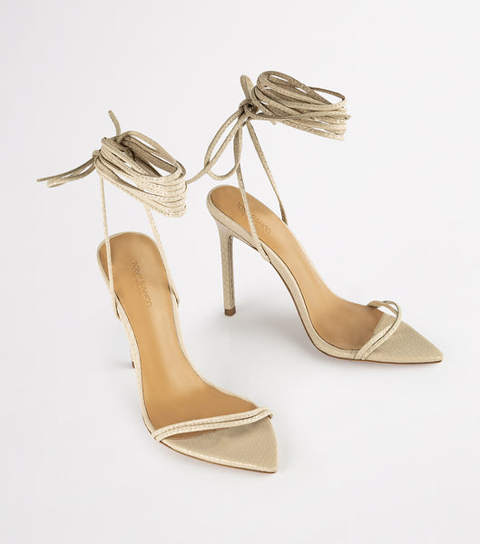 Tony Bianco Millie Vanilla Snake 10.5cm Bridal Heels Light Yellow | LMYTR88669