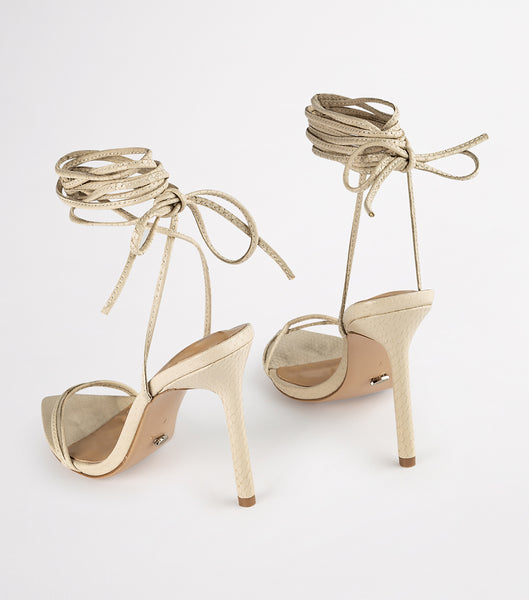 Tony Bianco Millie Vanilla Snake 10.5cm Bridal Heels Light Yellow | LMYTR88669