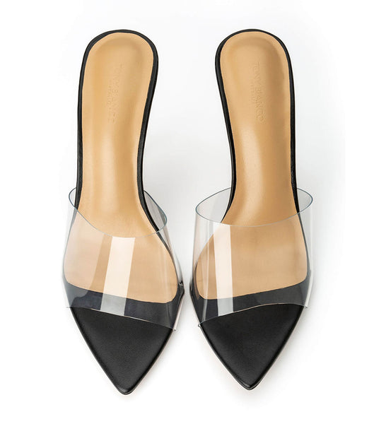 Tony Bianco Mylo Clear Vinylite/Black 10.5cm Event Heels Black | TMYWZ99935