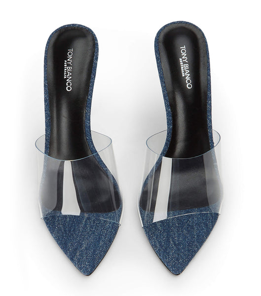 Tony Bianco Mylo Clear Vinylite/Blue Denim 10.5cm Event Heels Blue | BMYSO23592