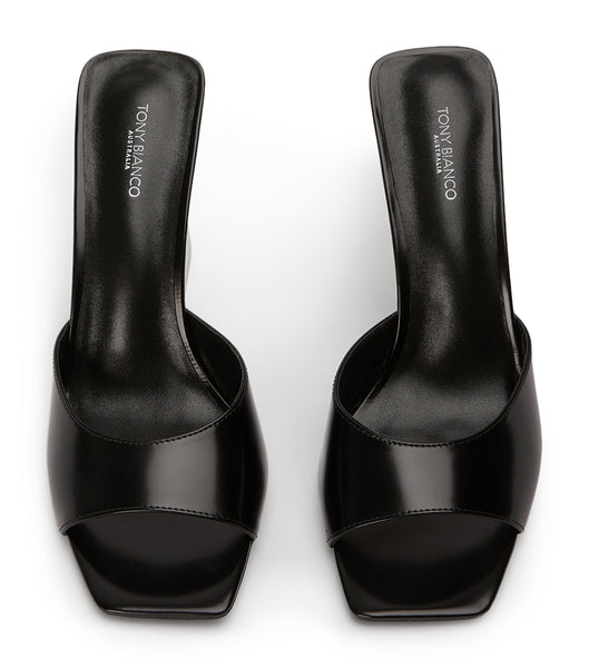 Tony Bianco Naja Black Hi Shine/Clear 10.5cm Block Heels Black | MYEGJ21054