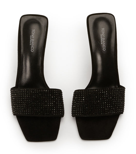 Tony Bianco Naomi Black Crystal/Black Suede 10.5cm Bling Heels Black | MYICD94568