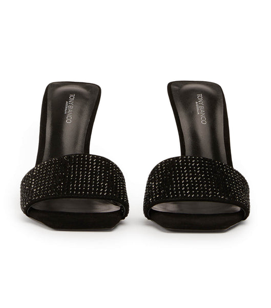 Tony Bianco Naomi Black Crystal/Black Suede 10.5cm Bling Heels Black | MYICD94568