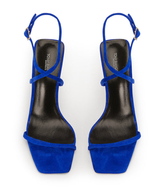 Tony Bianco Naxos Azure Suede 10.5cm Strappy Heels Azure | BMYSD49676